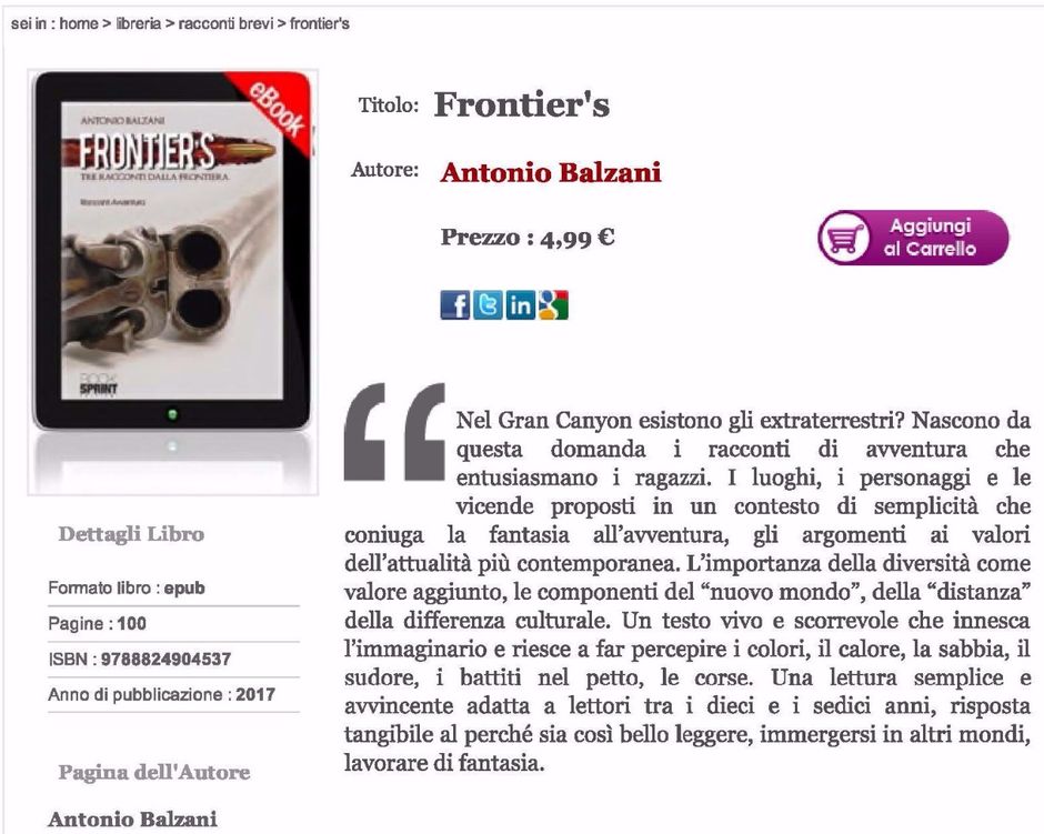 E-Book http://www.booksprintedizioni.it/libro/racconti-brevi/frontier-s   